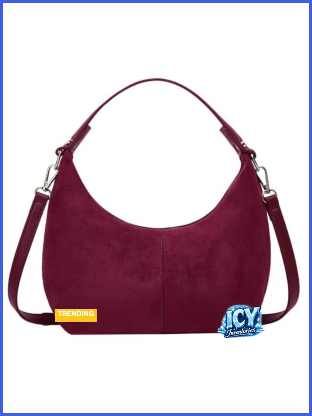 Faux Suede Crescent Tote Bag Women Shoulder Bag Vintage Hobo Purse Casual